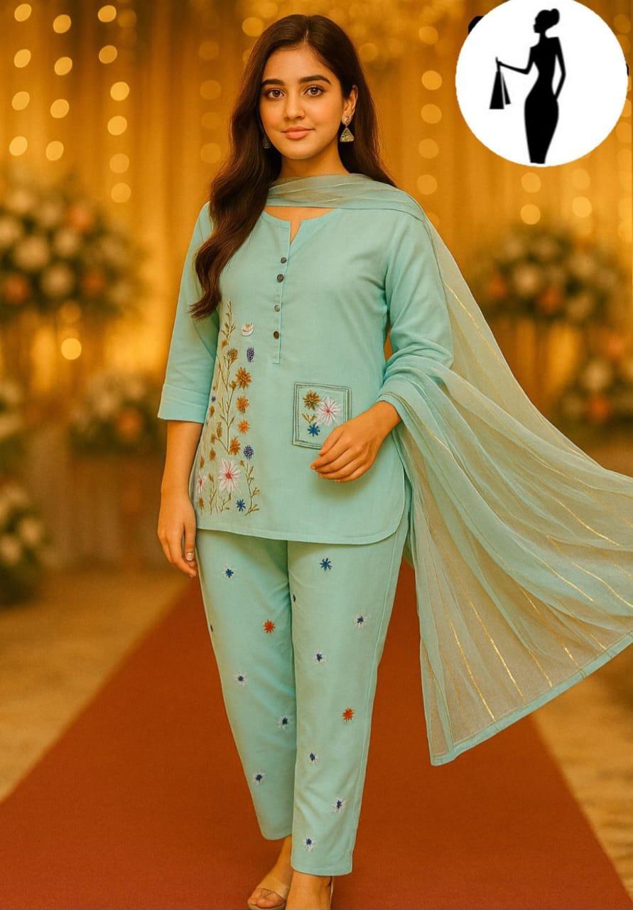 3 Pcs Women’s Stitched Embroidered Premium Suit